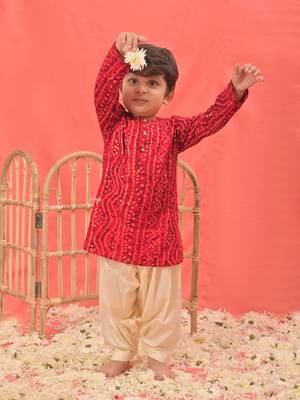  infant  red rayon kurta patiala set 1