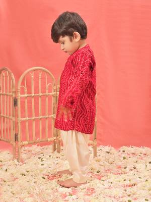  infant  red rayon kurta patiala set 2