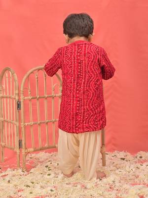  infant  red rayon kurta patiala set 3