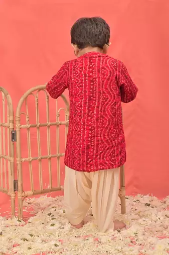  infant  red rayon kurta patiala set