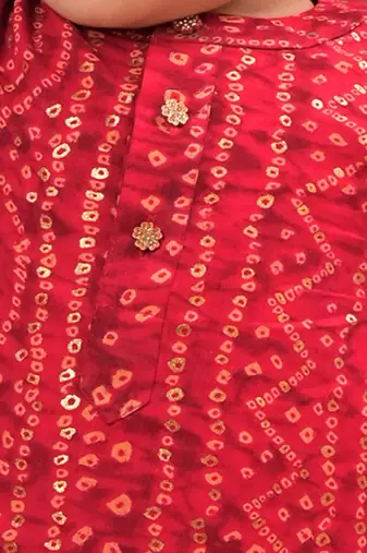  infant  red rayon kurta patiala set
