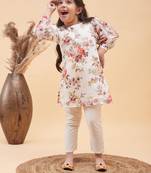 girls' cream kurta and pant set