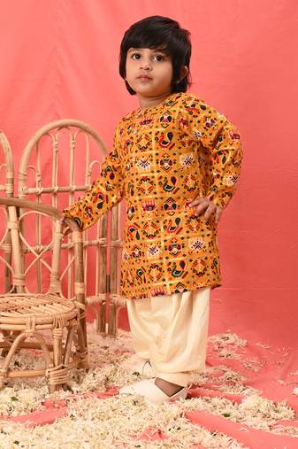  infant boys yellow rayon kurta patiala set