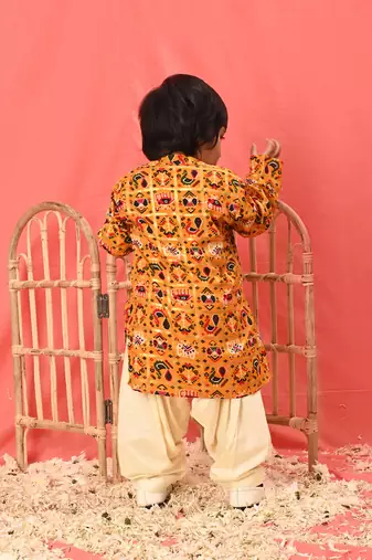  infant  yellow rayon kurta patiala set