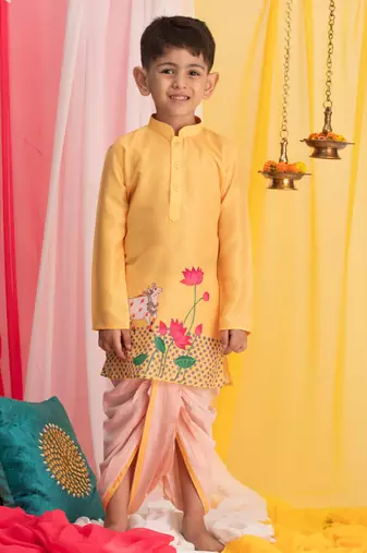 yellow and white kurta pyjama set