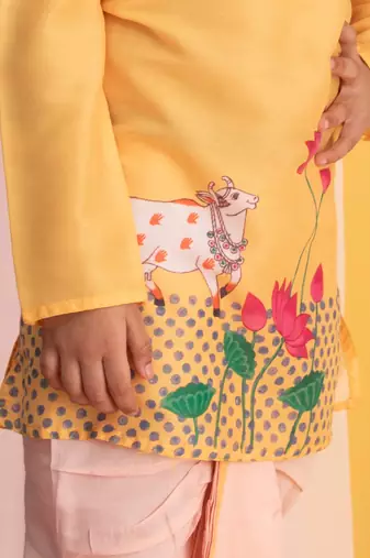 yellow and white kurta pyjama set