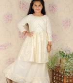 White Ethnic Lehenga Set for Girls