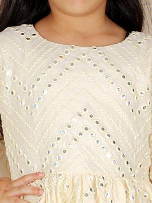 White Ethnic Lehenga Set for Girls 4