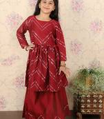 girls' maroon lehenga set