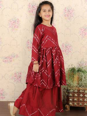  girls' maroon lehenga set 2