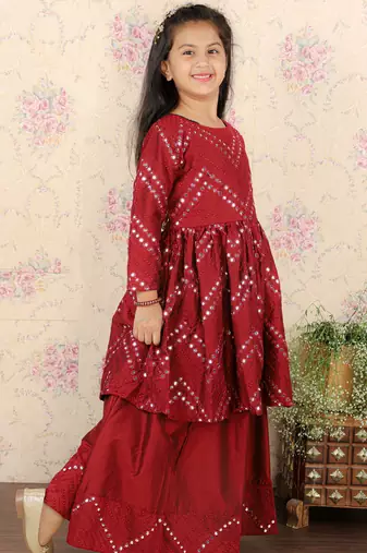  girls' maroon lehenga set