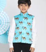 multicolor-base-blue nehru jacket