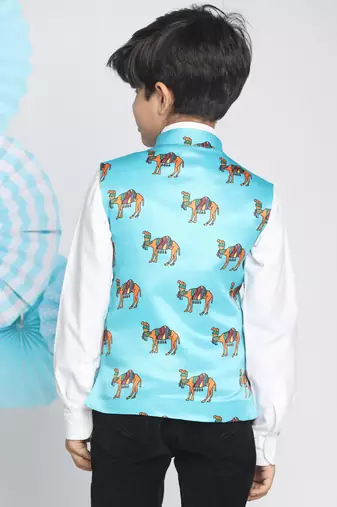 multicolor-base-blue nehru jacket