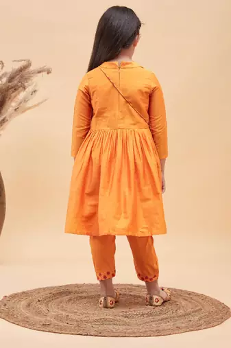  girls' orange kurta and pant set