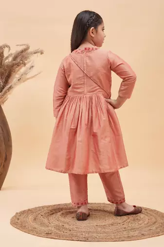  girls' pink kurta and pant set
