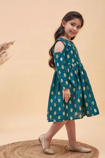  girls' green ethnic dress