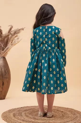  girls' green ethnic dress