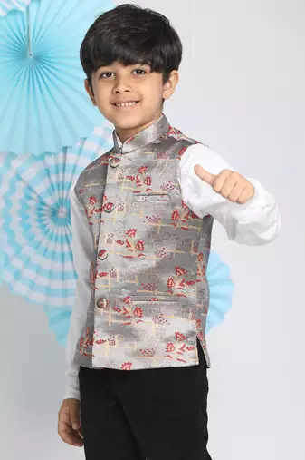  multicolor-base-grey nehru jacket