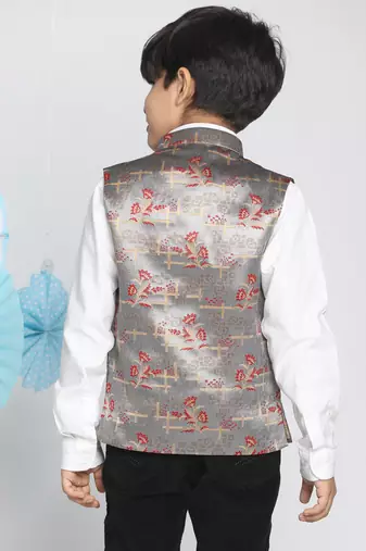  multicolor-base-grey nehru jacket