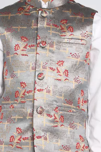  multicolor-base-grey nehru jacket