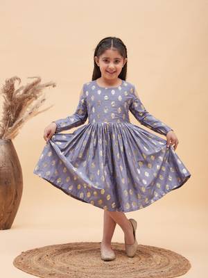 girls' grey ethnic dress 1
