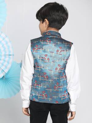  boys' multicolor-base-turquoise nehru jacket 3