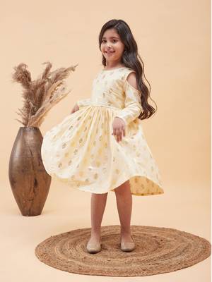  girls' cream ethnic dress 1