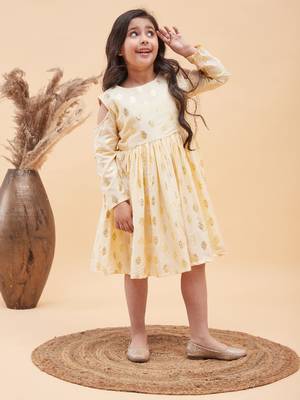  girls' cream ethnic dress 2