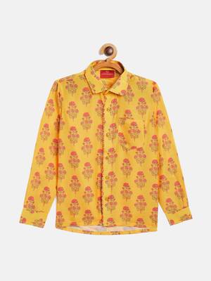 multicolor-base-orange ethnic shirt 1