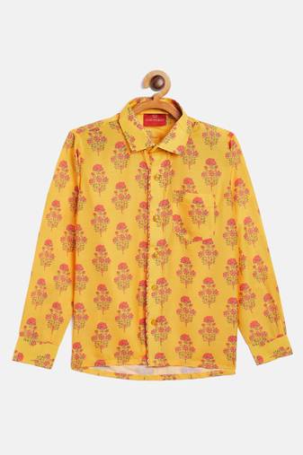  boys' multicolor-base-orange ethnic shirt