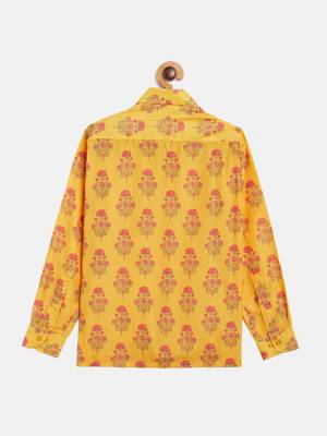 multicolor-base-orange ethnic shirt 2
