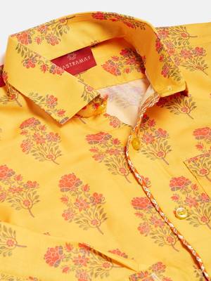 multicolor-base-orange ethnic shirt 3