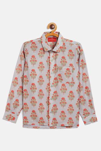  boys' multicolor-base-beige ethnic shirt