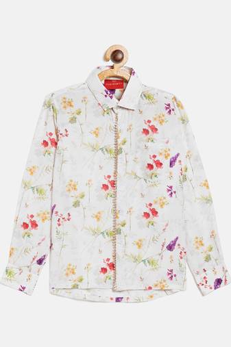  boys' multicolored-base-cream ethnic shirt