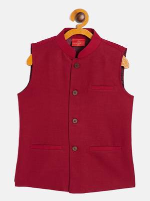 Vastramay boys' maroon nehru jacket 1