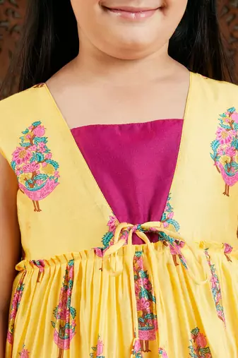  girls' yellow and pink ethnic dress