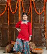  girls' red and blue palazzo set