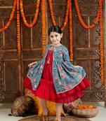  girls' red and blue anarkali