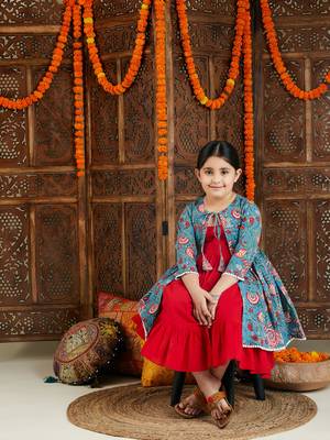  girls' red and blue anarkali 2