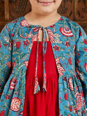  girls' red and blue anarkali 4