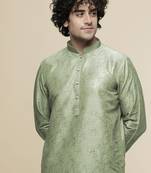 Maahi fabs cotton blend foil abstract print design regular fit for festive occasion pista kurta