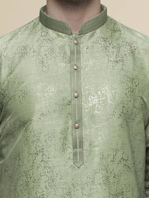 Maahi fabs cotton blend foil abstract print design regular fit for festive occasion pista kurta 2