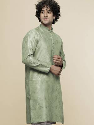 Maahi fabs cotton blend foil abstract print design regular fit for festive occasion pista kurta 3