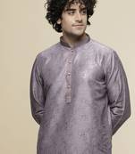 Maahi fabs cotton blend foil abstract print design regular fit for festive occasion purple kurta