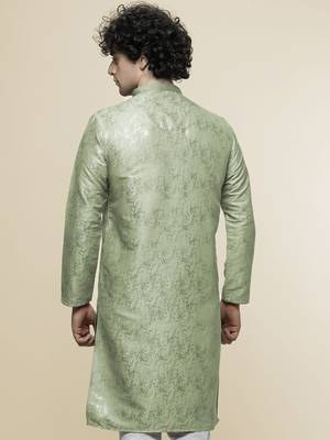 Maahi fabs cotton blend foil abstract print design regular fit for festive occasion pista kurta 5