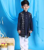  boys' navy blue and white kurta pyjama set