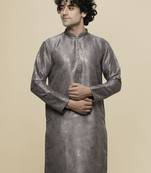 Maahi fabs cotton blend foil abstract print design regular fit for festive occasion brown kurta