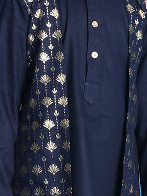  boys' navy blue and white kurta pyjama set 4