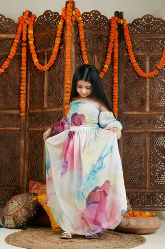  girls' multi color lehenga