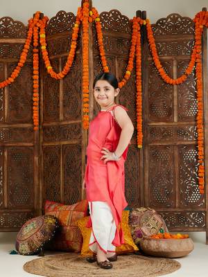 girls' rose pink dhoti set 2